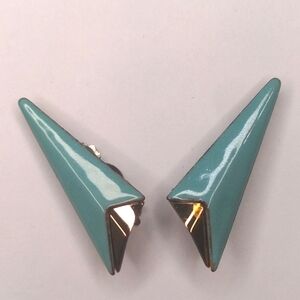 Vintage 50s Matisse Earrings Turquoise Clip-On Atomic Retro Classic Car Fins